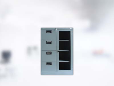 Filing Cupboard Mustang 4 Laci - Pintu Buka Kaca