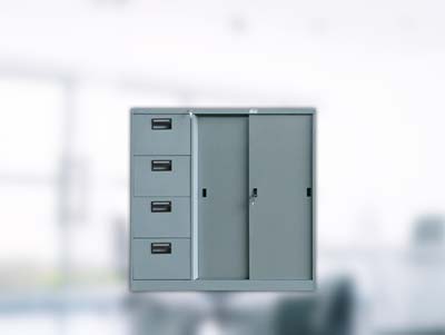 Filing Cupboard Mustang 4 Laci Kombinasi - Pintu Dorong Plat