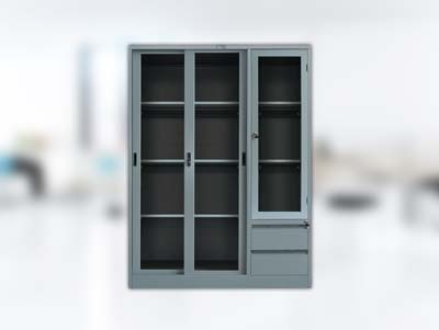 Cupboard Dorong Mustang + 2 Laci - Pintu Kombinasi Kaca